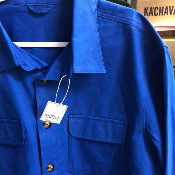 9TOFIVE Royal Blue Shirt Jacket with Collared Design - Picture 3 of 7